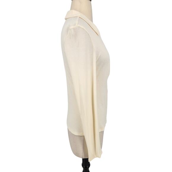 Madewell Ruched Polo Cardigan – Size Medium – Soft Ivory Knit - Picture 7 of 9